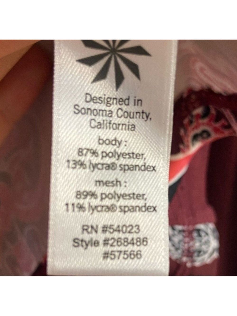 Athleta Burgundy and Pink Patterned Long Sleeve Top Small - Picture 6 of 6